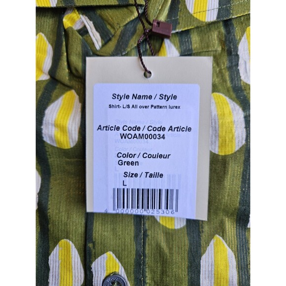 Woodin Mens Large African Pattern Long Sleeve Button Down Green Dress Shirt New - Picture 5 of 12